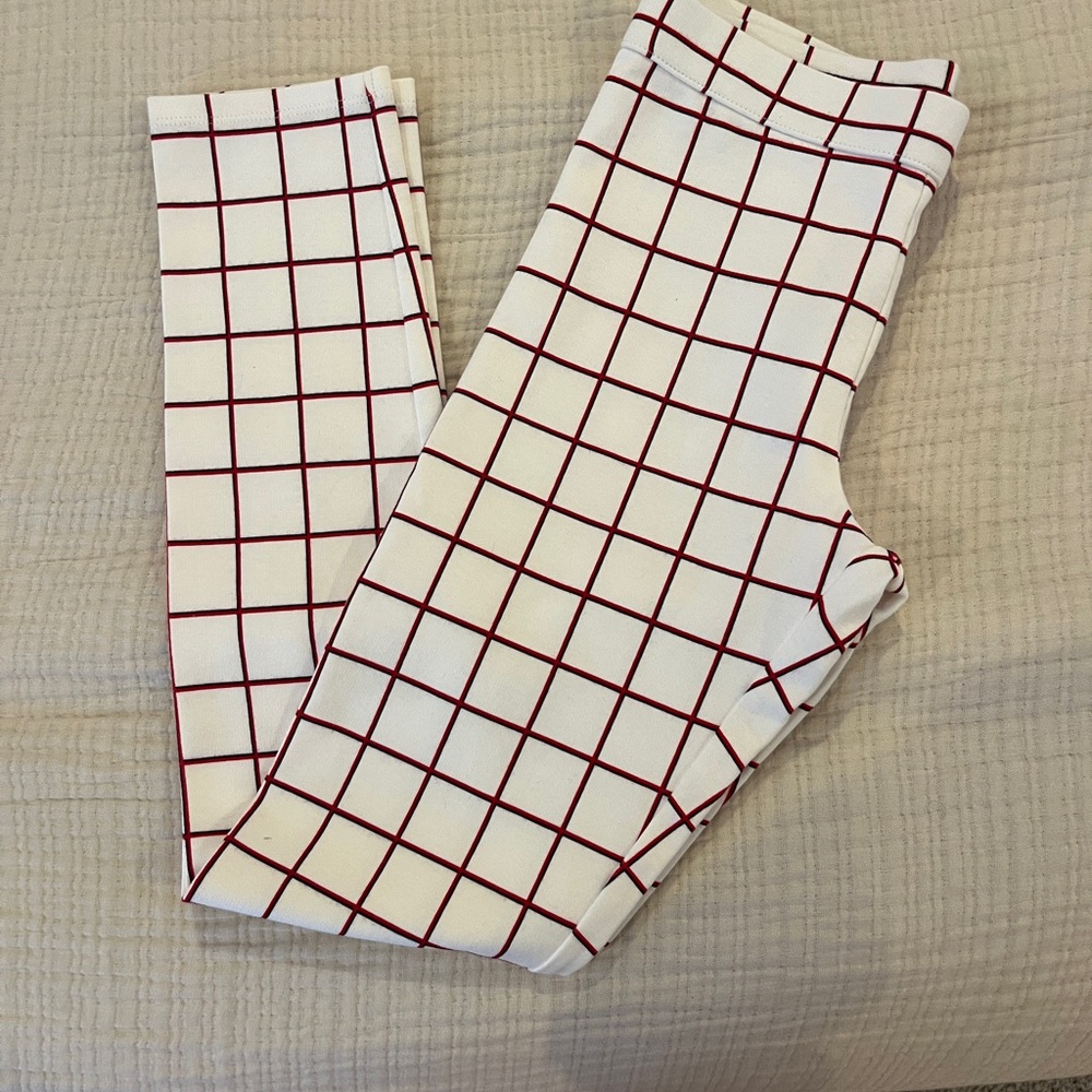 Janie and Jack Kids Checkered Pants - White and Red with Black